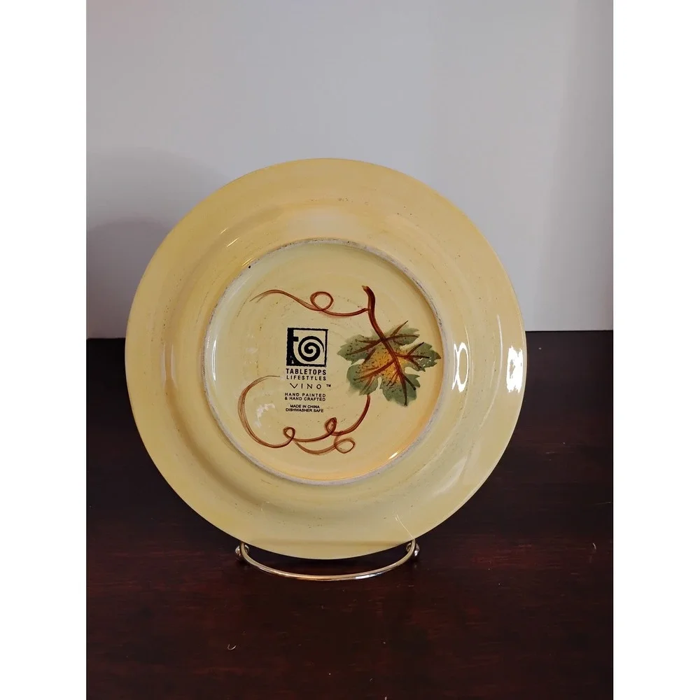 Tabletops Lifestyles Vino Salad Plate Hand Painted Grapes Ceramic 8.5 Inch